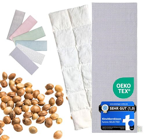 Wärmekissen Mikrowelle XXL 20x60 cm Kirschkernkissen, Bio OEKO TEX schadstofffrei | Körnerkissen groß lang (Nacken, Schulter, Rücken, Bauch, Füße, Beine, Gesicht), Traubenkernkissen