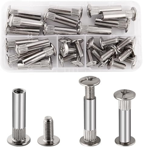 VooGenzek 15 Pezzi Φ8 Manicotto Viti per Collegare con M6 Viti, Vite di Giunzione Vite per mobili Raccordo, Viti di Collegamento con Manicotto, Viti di Rilegatura per Armadio, 31-40 mm