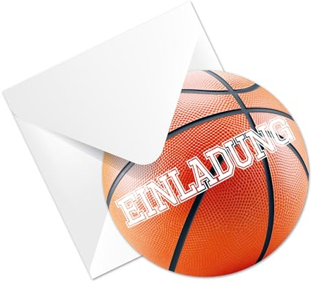 Kigebu 12 biglietti d'invito al basket per il compleanno dei bambini [extra robusti], l'invito di compleanno per bambini per tutti gli appassionati di basket, ragazzi e ragazze (basket con busta)