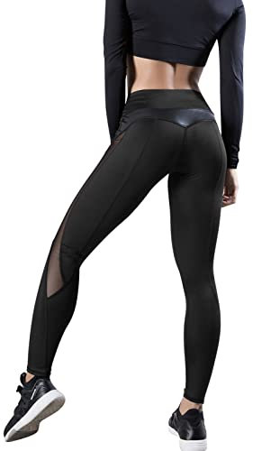 DondPO Damen Mesh Leggings Yoga Hose, High Waist Hip Lifting Yoga Hose Nicht durchsichtig, Sexy Yoga Hose Capri hohe Taille Bauchkontrolle