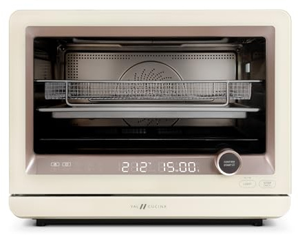 VAL CUCINA 7-in-1 Steam Convection Oven Countertop with Air Fry, Bake, Sous Vide, Ferment, Built-in Recipes | Anti-Scalding, Self Clean, Food-grade Stainless Steel Cavity & Accessories | 1500W