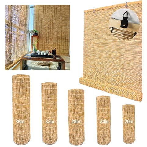 Bamboo Blinds for Window, Bamboo Roller Shades for Patio,Light Filtering Blind Privacy Screen Bamboo Roll Up Natural Reed Curtains,Straw Curtains,Sun Shades(W120xH320cm/47x126in)