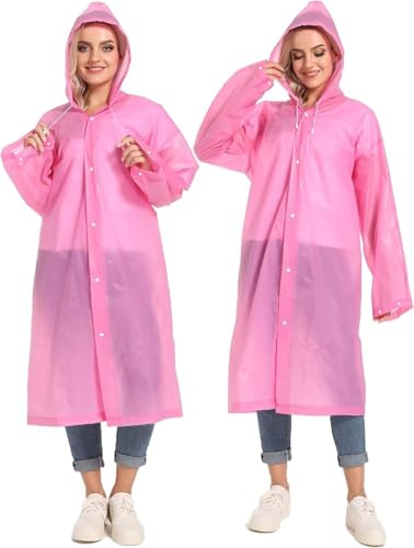 YingErTool Rain Poncho Raincoats, 2 Pcs EVA Reusable Rain Coat Jacket Emergency for Women Men with Hood and Drawstring