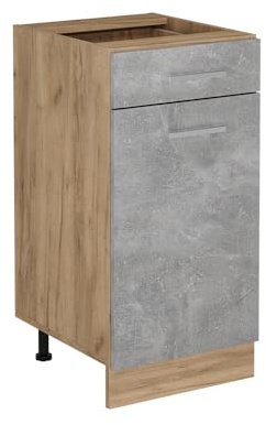 Vicco Mobiletto base per cucina R-Line, Calcestruzzo, 40 cm senza piano di lavoro