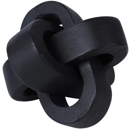 yehapp 17cm Wood Knot Chain Link Decor, Boho Wood Chain Home Decor, Decorative Wooden Links Knots for Coffee Table, Entryway, Modern Farmhouse, Shelf Decoration (Black)