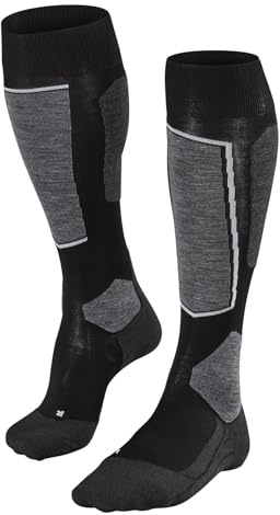 FALKE SK6 Pro M Kh lana hilo funcional finos cálidos 1 par, Calcetines de esquí Hombre, Negro Black-Mix 3010, 46-48