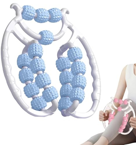 Kouamor Relax Roller 20 ruedas, 20 rondas, rodillo de masaje adelgazante, masaje brazo y pierna, pinzas circulares para codos de golfista, relajante muscular (azul)