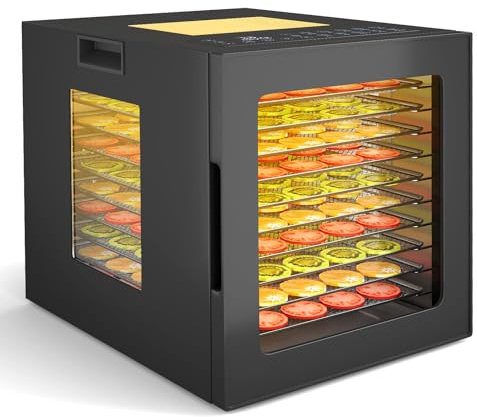 GiantexUK 10 Tray Food Dehydrator, 850W Fruit Dryer with Stainless Steel Trays, 10 Presets, 48H Timer & Adjustable Temperature, Electric Food Drying Machine for Meat Vegetable Jerky Pet Treat
