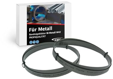 Juego de 2 hojas de sierra de cinta SMI bimetal M42, dimensiones 1140 x 13 x 0,65 mm, 14/18 ZpZ, compatible con, por ejemplo, Güde MBS 105 V, Parkside PMB 1100 B2, Makita LXT DPB180 cinta de sierra