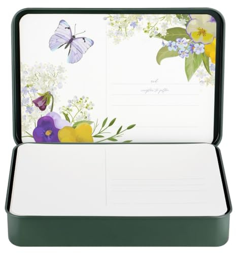 24 tarjetas postales de acuarela en blanco, papel de pulpa de algodón, 3.94 x 4.25 pulgadas, almacenadas en caja de estaño, ideal para proyectos de bricolaje y tarjetas de felicitación