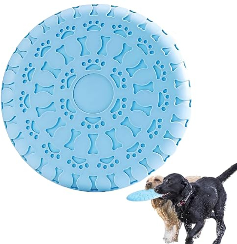 AXYOUCUN Dog Flying Disc Frisbee Rubber Toy Natural Rubber Floating Flying Saucer Interactive Tug Toy for Dog Throw Training Playing and CatchingTraining