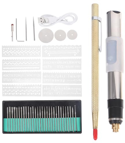 Cabilock Bolígrafo de Grabado Eléctrico 25W Carga USB 3 Velocidades Ajustables Kit de Grabado Portátil para Vidrio Madera y Metal Herramienta Multifuncional para Bricolaje y