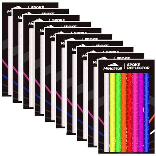 MrHairtail Spoke Reflectors – in 8 curated Colors for high-Visibility Reflection Under Light. 10 Packs, 80 Pieces, They Enhance Safety and Style, offering Easy Installation with Lightweight.