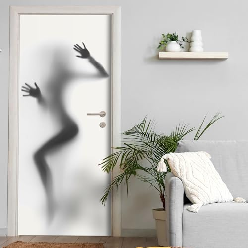 Türtapete selbstklebend blasenfrei | 200 x 90 cm Frau Silouhette Schatten | Tür Aufkleber Türfolie | Einteilig | Wasserfest 3D Türaufkleber Klebefolie Türposter Möbelfolie