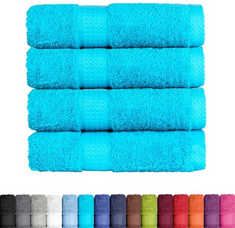BaSaTex Frottier Handtücher Set aus weicher Baumwolle - 50x100 cm - 100% Baumwolle Öko-Tex Made in Green Zertifiziert | 4X Handtuch in Türkis