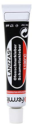 LANZZAS Dichtschnur- Schamottkleber, 1 Tube hitzebeständiger Kleber bis 1100°C, geeignet für Ofendichtung, Dichtschnur und Faserstoffe.
