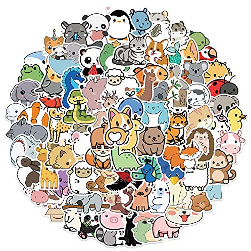 LZLPACKING 100 PCS Cute Animal Stickers,Colorful Animal Waterproof Stickers,Vinyl Cute Aesthetic Stickers for Water Bottle,Laptop,Phone,Skateboard Stickers for Teens Girls Kids