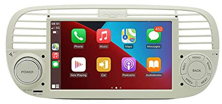 BOOMBOOST CarPlayer sans Fil Android Auto Stéréo de Voiture Android 7 Pouces 2 Din Écran Tactile Autoradio Support Bluetooth/FM/WiFi/GPS/Mirror Link Compatible pour Fiat 500 (Blanc)