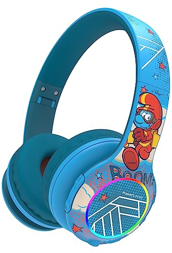 PowerLocus Auriculares Inalámbricos para Niños, Cascos Bluetooth con Micrófono Incorporado, Diadema Plegable,luz LED,Soporte Micro SD/TF,94DB Volumen Limitado Seguro para Celulares/PC/TV