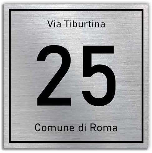 Stileitaliano numero civico moderno personalizzato alluminio targa moderna numeri civici (Alluminio spazzolato)