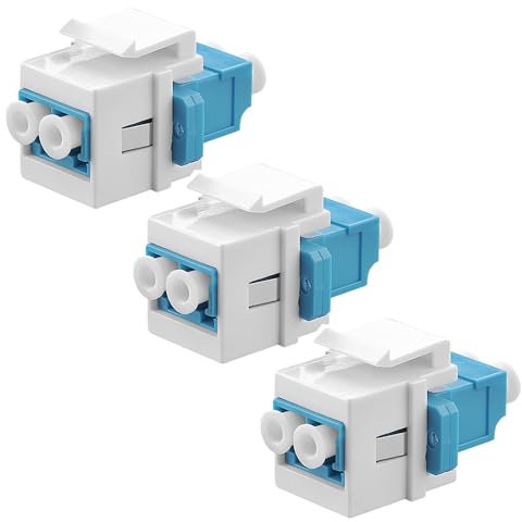 Alnicov 3 Pezzi Accoppiatore LC a LC, Fibra Ottica LC Multimodale, Connettore Femmina-Femmina Modulo in Fibra Ottica Keystone Jack LC per Pannelli a Parete Pannelli Patch