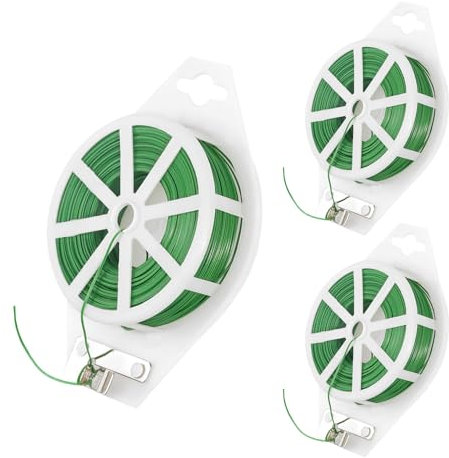 Alambre de Jardín 3 Rollo 100m Lazos para Plantas Lazos de Torcedura con Cortador Giratoria, Alambre para Plantas Alambre Plastificado Verde Alambre para Flores para Jardín Hogar