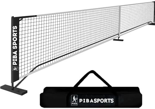 PIBA Sports Premium Pickleball-Netz – Offizielle Turniergröße, Leicht Aufzubauen, Robust und Tragbar – Ideal für Profis und Hobby-Spieler (Schwarz)