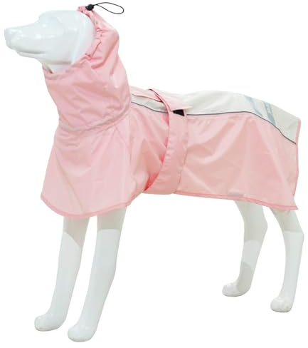 MAMORE Waterproof Dog Raincoat, Lightweight Rain Jacket with Reflective Strip, Adjustable Pet Clothes with Harness Hole for Dogs (Pink&White, S)