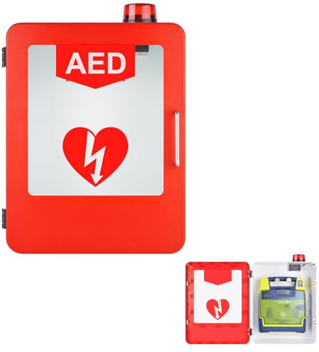 Generico Defibrillatore DAE,Scatola di Allarme per Defibrillazione Cardiaca in Plastica,Scatola del Pronto Soccorso Montata a Parete con Sistema di Allarme per casa, scuole, Club,Rosso