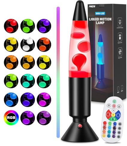 PHEJIE Lampada liquida RGB con cambio colore da 36 cm con telecomando - Luce d'atmosfera con ciclo automatico per cameretta dei bambini, decorazione per scrivania da ufficio, luce notturna retrò