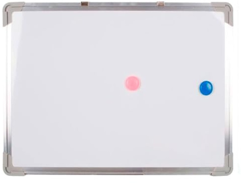 Tradineur - Pizarra magnética de doble cara para rotulador y tiza - Marco de Aluminio - Incluye 2 imanes - Fácil de borrar - Ideal para colegios, oficinas - 40 x 60 cm