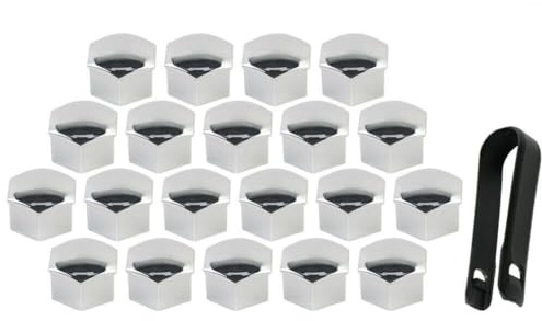 Silver Plating Wheel Lug Nut Cap Covers, Compatible with for tesla Model 3/S/Y 2017-2020, 20mm ABS Trim Set with Puller Tool
