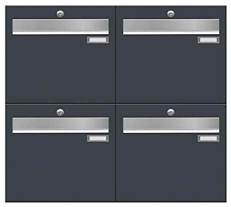 4-Fach Briefkastenanlage LUIS von Frabox in RAL 7016 anthrazitgrau - super Regenschutz & langlebig