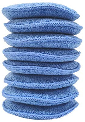 Polyte - 8 coussinets pour application de cire - en microfibres - bleu - 13 cm