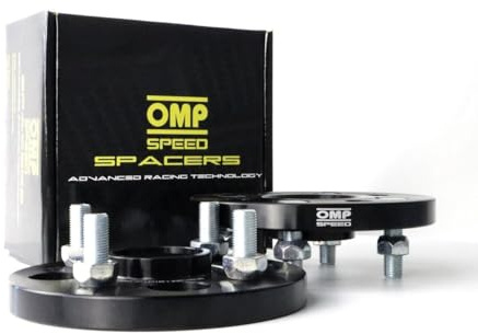 OMP Speed Juego de 2 Separadores Doble Centrado/Doble Fijación Grosor: 15mm PCD: 5x114.3 CB: 66.1 OD: 150 Tuerca x10 M12x1.25 Negro Aluminio - OMPS08941501