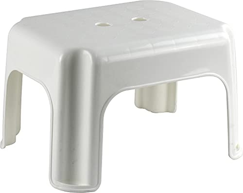 Sturdy Small Plastic Non-Slip Foot Step Stool - 39 x 32 x 23 cm (White)