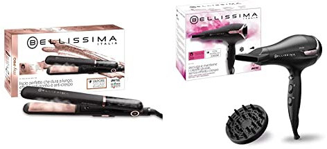 Bellissima My Pro Imetec Steam B28 100 Piastra per Capelli Professionale a Vapore, Effetto Liscio a Lungo & Imetec Asciugacapelli K9 2300 Asciuga e Mantiene Idratati i Capelli senza Effetto Crespo