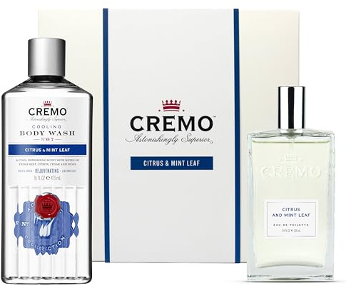 CREMO AGRUMES & FEUILLES DE MENTHE Coffret Cadeau pour Homme- Eau de toilette 100ml + Gel Douche 473ml - Parfum hespéridé
