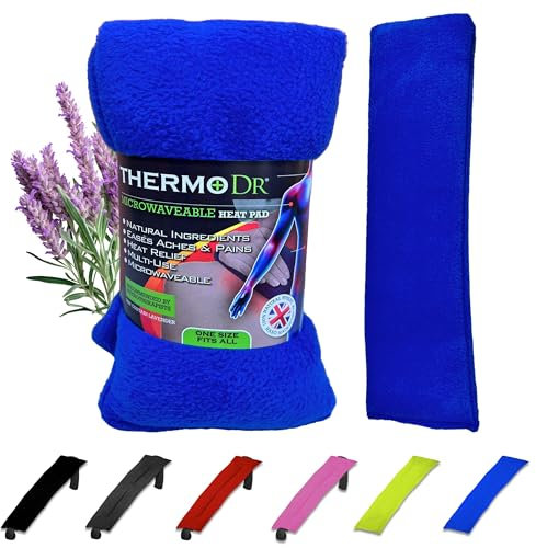 Cuscino Cervicale Riscaldante Wheat Bags nel Microonde - Cuscino Riscaldante per Schiena, Spalle e Collo - Cuscino Termico Profumato alla Lavanda - ThermoDR, Blu reale