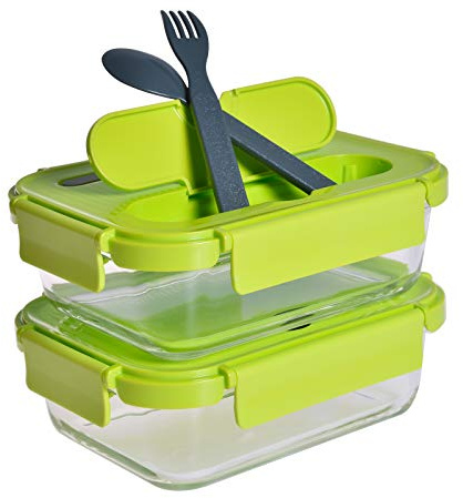 Waterside Glass Lunch Containers with Airtight No Leak Snap On Lids