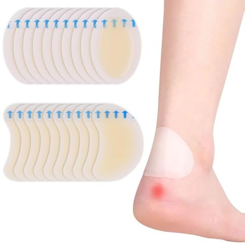 iwiio Blister Plasters for Feet, 20Pcs Hydrocolloid Plasters, Invisible Blister Pads, Hydrocolloid Dressings for Heel, Toe & Foot, Waterproof Blister Patches Faster Healing Wound