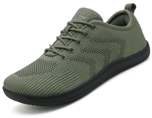 Ulicox Barefoot Shoes Mens Womens Trail Running Minimalist Walking Shoes Breathable Lightweight Sneakers Sport Gym Fitness Green 9 UK