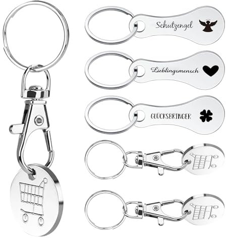 Niaciswe 6 Pezzi Chiave Gettone carrello spesa Carrello Della Spesa Gettoni Carrello carrellino con ruote moneta carrello spesa Rimovibile Gadget Pratici del Carrello Acciaio Inossidabile Chip