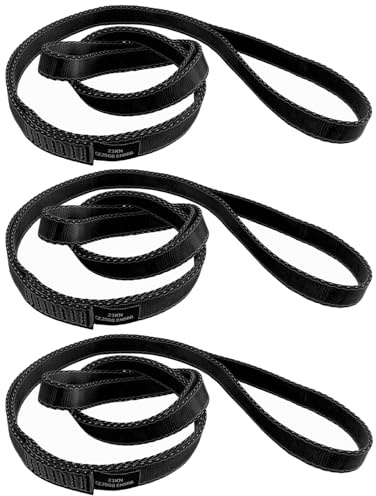 CAPARK 18MM Nylon Climbing Slings Runners 23 kN Strong Webbing Straps for Rock Climbing, Rappelling, Swing, Yoga Hammock etc (3PCS Black, 48inch/120cm)