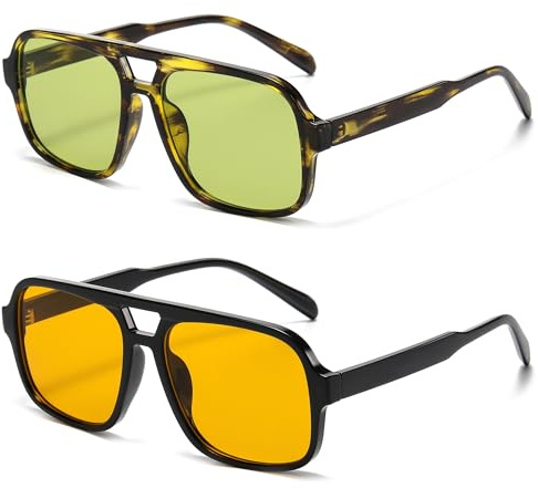 Hycredi Retro Aviator Sunglasses for Women Men, Oversized Square Shades