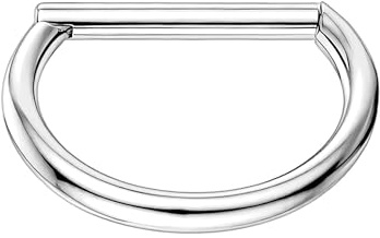 Titanium Clicker Ring in Classic D Shape Style, Conch Huggie Nose Hoop Helix Piercing Nostril Earlobe Jewelry - Silver / 16G / 10 mm