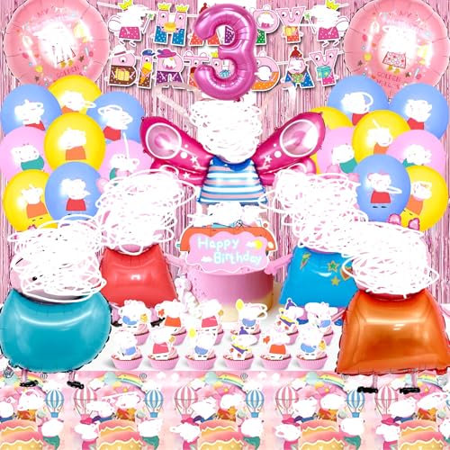 Geburtstagsdeko 3 Jahre kind, Party Deko, Kuchen Deko, Party Set Geburtstag, Geburtstag Ballon Regenvorhang Tischdecke