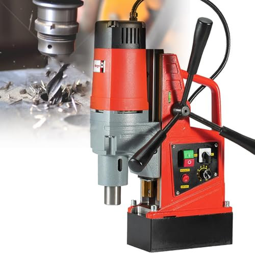 XCSCUK Perceuse magnétique 1350W, perceuse à Colonne magnétique Portable, Vitesse Continue de 0 à 600 TR/Min et Direction réversible, pour l'industrie/la Maison