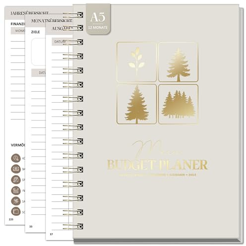 12 Monate Budget Planner Deutsch - Undatierter Haushaltsbuch 2026 mit 60 Wochen Einnahmen-Ausgaben Tracker, Achtsamkeit, Reflexion - Finanzplaner - Budgetplaner zur Kontrolle Geldes - Ausgabenbuch