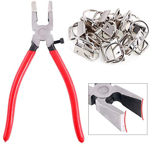 Sweet 32 Sets 25mm Silver Fob Hardware with Pliers, Glass Running Pliers Tools for Key Fob Installation